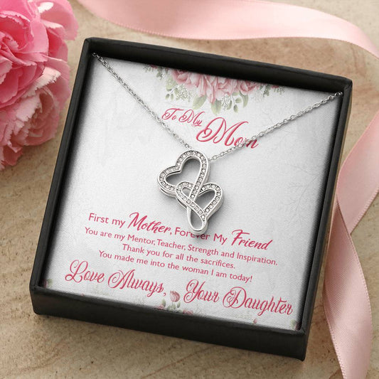 My Mother My Friend Entwined Hearts Necklace Double Hearts Necklace