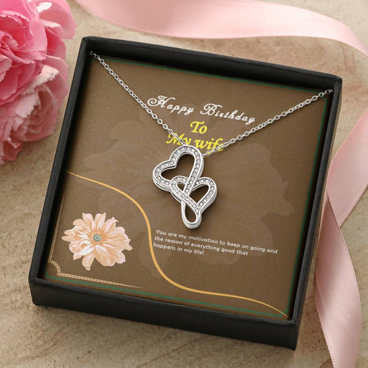 Special Massage Pod Card Design For Wife Double Hearts Necklace