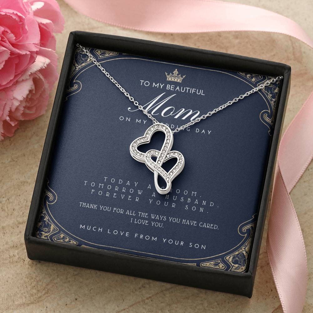 Mother Of The Groom Gift From Son  Mom Wedding Gift From Son  Wedding Gift From Groom To Mom Necklace Gift For Mom  We Double Hearts Necklace