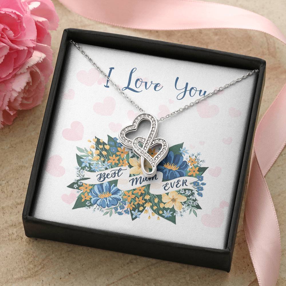 I Love You - Best Mum Ever Double Hearts Necklace
