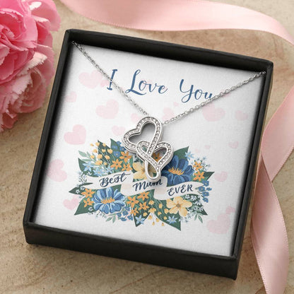 I Love You - Best Mum Ever Double Hearts Necklace