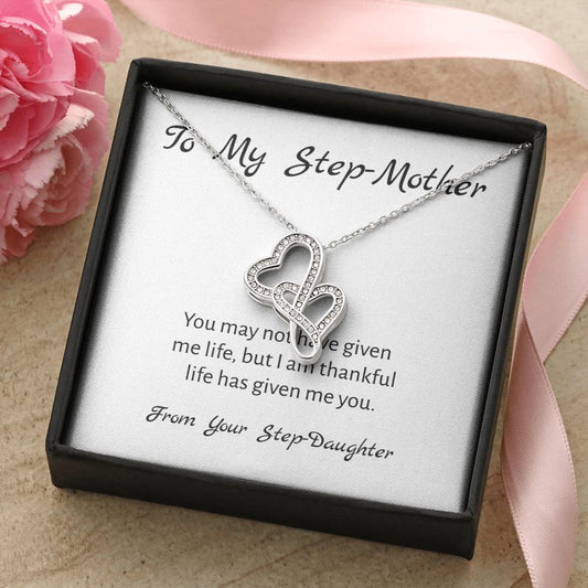 To My Step-Mother - From Your Step-Daughter - Necklace Double Hearts Necklace