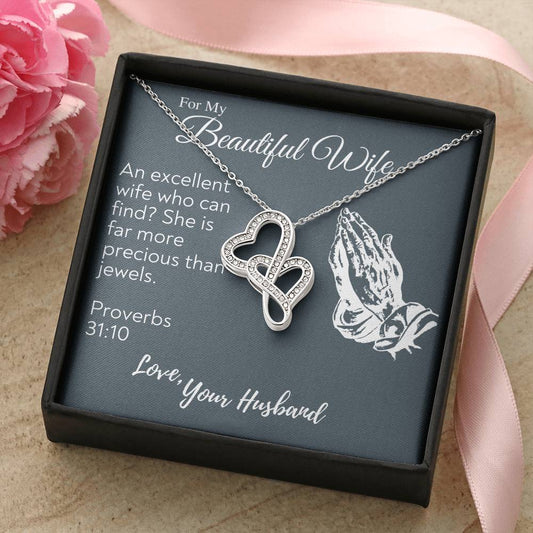 To My Beautiful Wife Necklace  Anniversary Gift For Wife Birthday Gift For Wife Gift For Wife Necklace For Wife Gift F Double Hearts Necklace