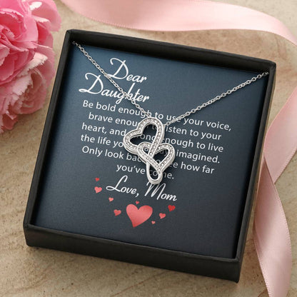 To Daughter From Dad 2 Double Heart Necklace Gift - Daughter Gift - To My Daughter Necklace From Mom - To My Daughter  Double Hearts Necklace
