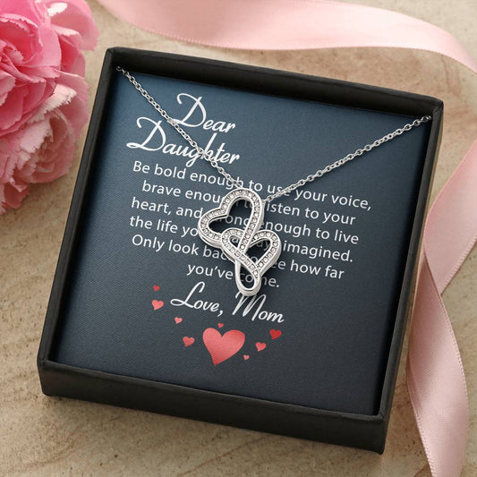 To Daughter From Dad 2 Double Heart Necklace Gift - Daughter Gift - To My Daughter Necklace From Mom - To My Daughter  Double Hearts Necklace