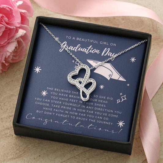 Happy Graduation Your Future Is Bright Daughter Necklace Class Of 2021 Graduation Necklace Card Gift Necklace For Daug 1 Double Hearts Necklace