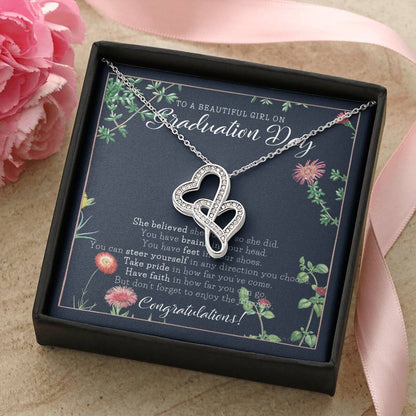 Graduation Gift Necklace For Daughter College Graduation Gift For Her High School Senior Graduation Mba Phd Master Cla 1 Double Hearts Necklace