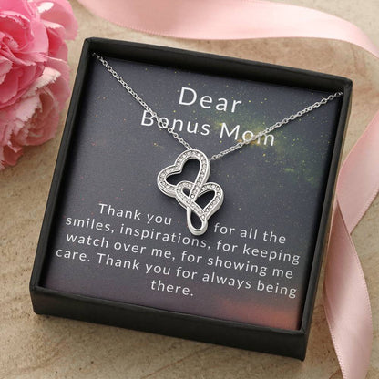 To My Bonus Mom Double Hearts Necklace