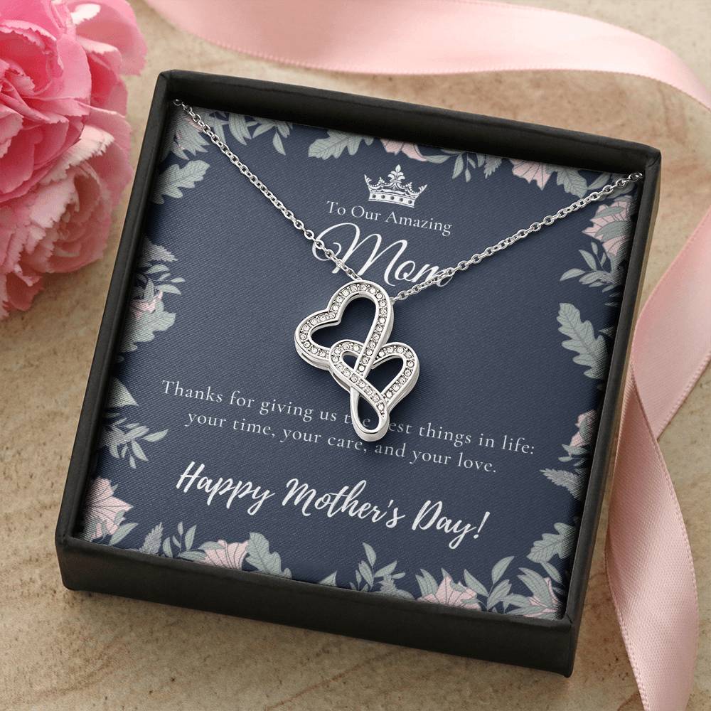 To Our Amazing Mom Necklace  Happy Mother’S Day Gift  Personalized Mom Gift  Mothers Necklace  Gift For Mom  Best Mom  Double Hearts Necklace