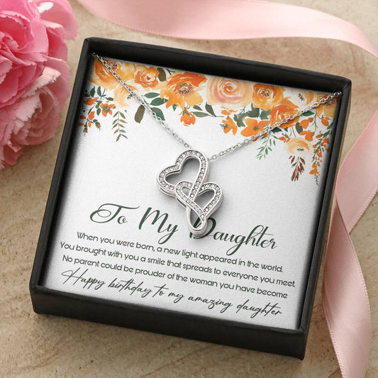 To My Daughter - Dragonfly Pendant Necklace - Gifts For Daughter Gifts For Her - Birthday Gifts - Daughter Gift - To M Double Hearts Necklace