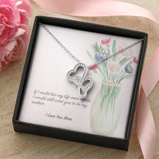 I  Love You Mom Necklace Double Hearts Necklace