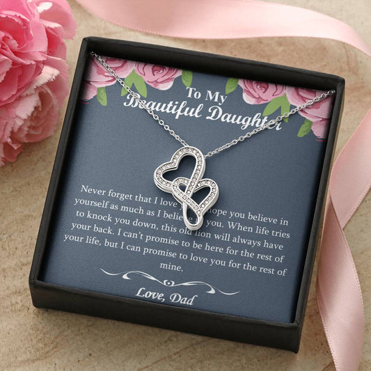 The Best Gift For Your Daughter -  Double Heart Daughter Necklace - To My Daughter Gift From Dad - Father Daughter Nec Double Hearts Necklace