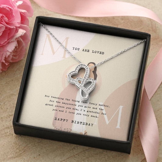 Mom Gift Design 2 Double Hearts Necklace