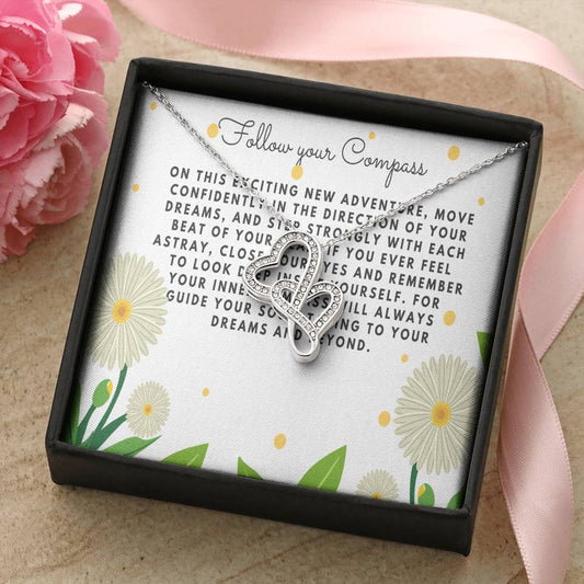 To My Graduation Daughter Double Heart Necklace Gift - Gift For Daughter From Mom - Daughter's Birthday - Daughter's G 1 Double Hearts Necklace