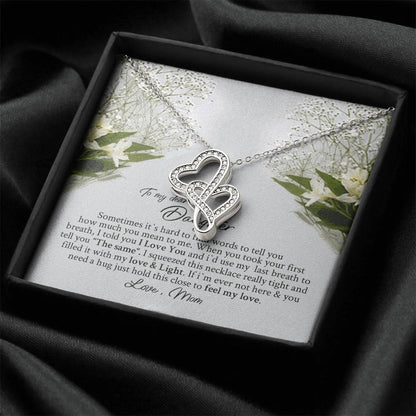 To Daughter From Dad 2 Double Heart Necklace Gift - Grown Up Daughter Gift From Mom - Gift For Daughter From Mom - Dau Double Hearts Necklace