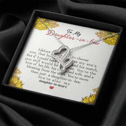To My Daughter-In-Law You're Also My Daughter In Heart  2 Double Hearts Necklace