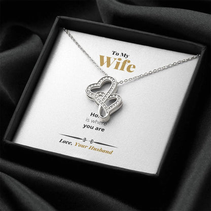 Home Is Where You Are -  Double Hearts Necklace