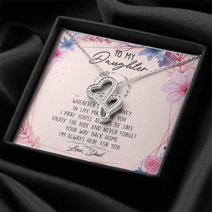 To My Daughter Necklace Christmas Gift From Dad - Forever Love Daughter Necklace On Christmas Day - Dad And Daughter N 1 Double Hearts Necklace