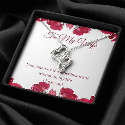 To My Wife - Gift Double Hearts Necklace