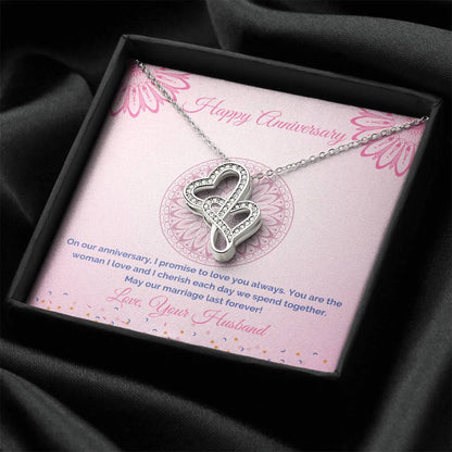 Anniversary Gift For Wife Double Hearts Necklace