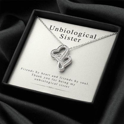 Unbiological Sister - The Perfect Gift For Bffs Double Hearts Necklace