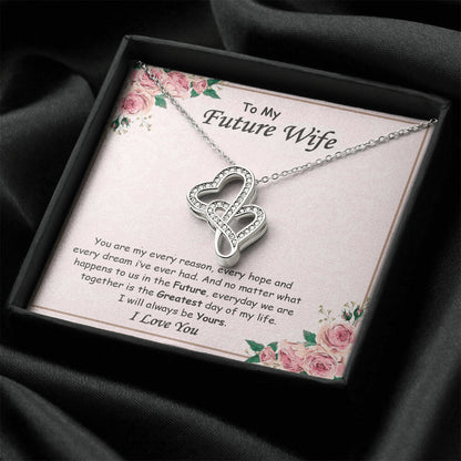 Gift For Future Wife. Birthday Gift. Christmas Gift. Double Hearts Necklace