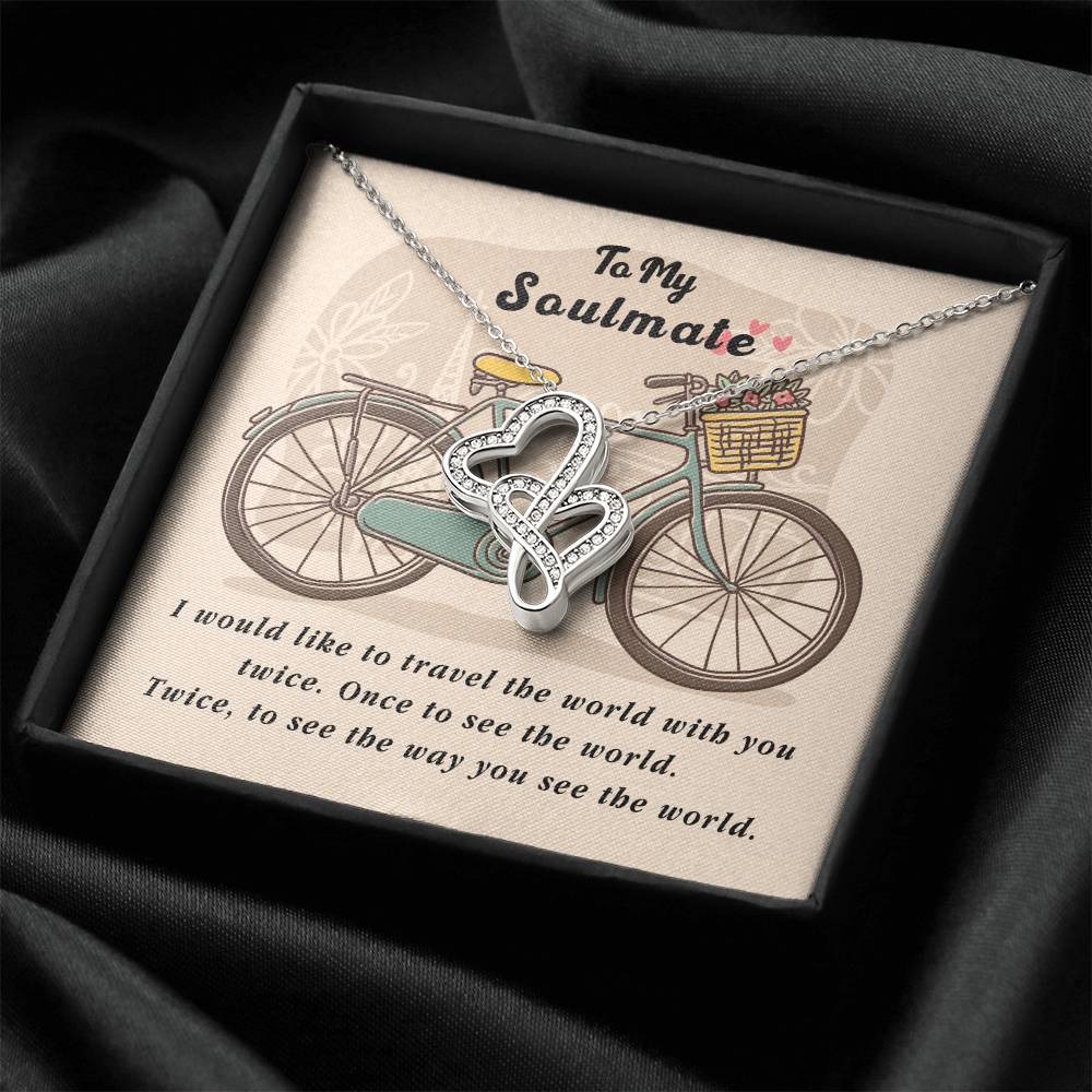 To My Soulmate Necklace For Soulmate Jewelry For Soulmate Romantic Meaningful Valentine’S Day Gift Forever Love Neckla Double Hearts Necklace