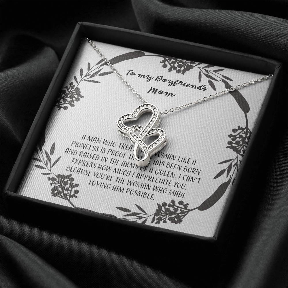 To My Boyfriends Mom - Gray Double Hearts Necklace