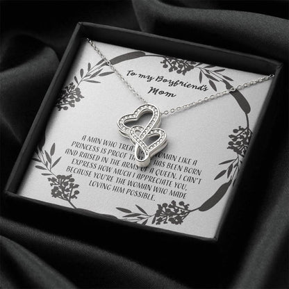 To My Boyfriends Mom - Gray Double Hearts Necklace