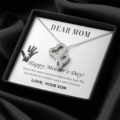 Dear Mom - Happy Mother’S Day -  Double Hearts Necklace