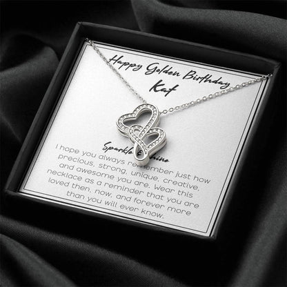 Sparkle And Shine Double Hearts Necklace