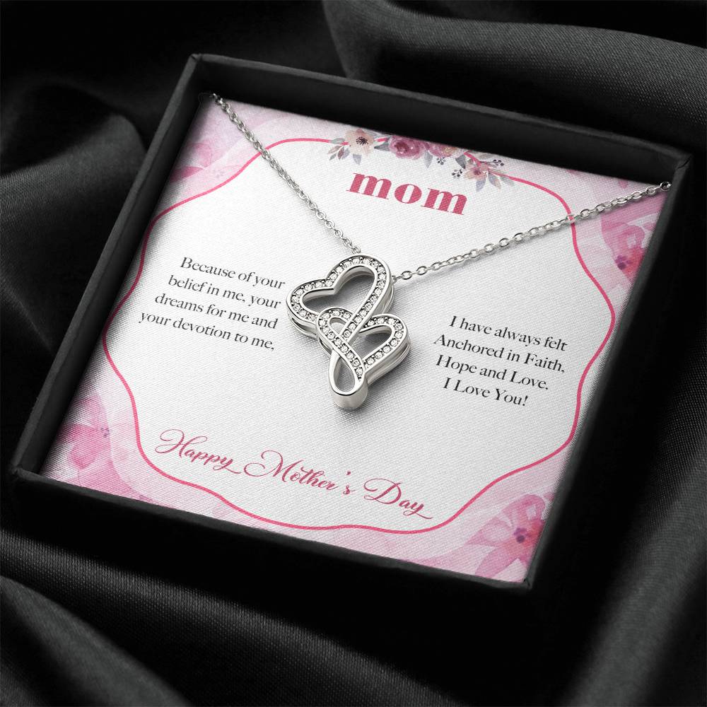 Mother's Day Gift From Daughter To Mom Forever Love Gift For Mom Double Hearts Necklace