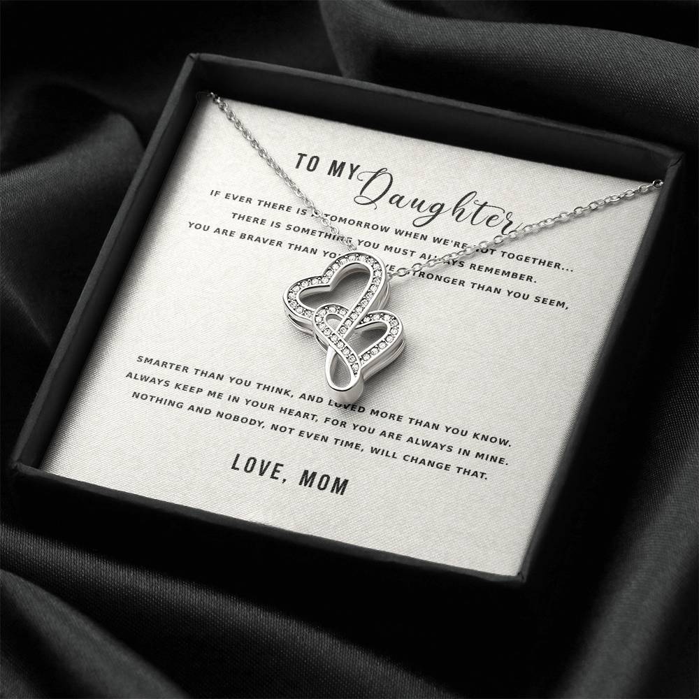 To Daughter From Mom Double Heart Necklace Gift - Gift For Daughter From Mom - Daughter Mother Necklace - Daughter Gif Double Hearts Necklace