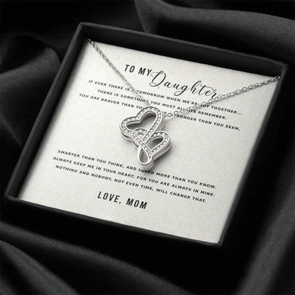 To Daughter From Mom Double Heart Necklace Gift - Gift For Daughter From Mom - Daughter Mother Necklace - Daughter Gif Double Hearts Necklace