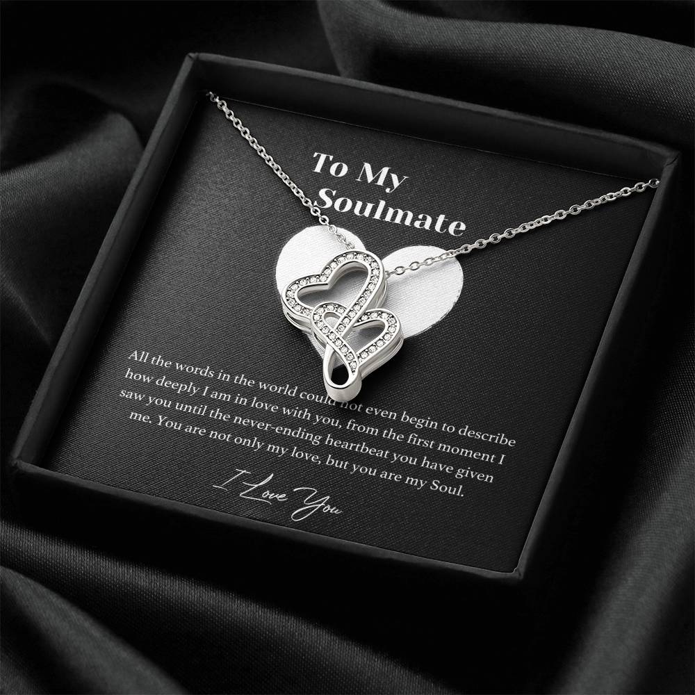To My Soulmate Double Heart Necklace For Her - Wife Double Heart Necklace To My Wife Gift On Wedding Day Future Wife C Double Hearts Necklace