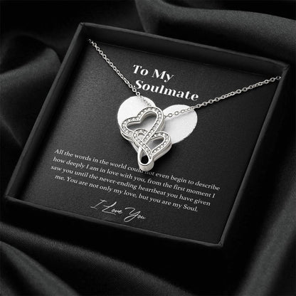 To My Soulmate Double Heart Necklace For Her - Wife Double Heart Necklace To My Wife Gift On Wedding Day Future Wife C Double Hearts Necklace