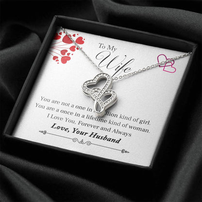 To My Wife - Once In A Lifetime - Necklace Double Hearts Necklace