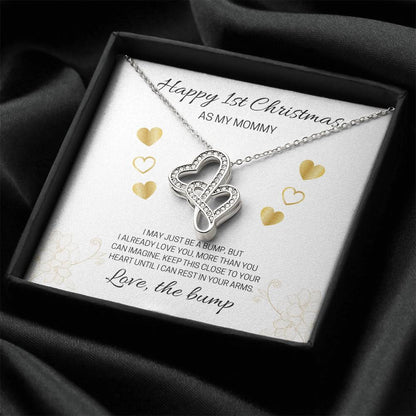Happy 1St Christmas White Double Hearts Double Hearts Necklace