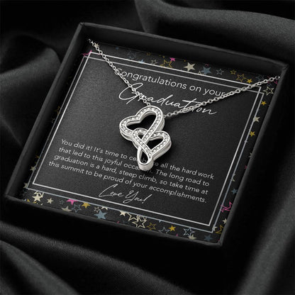 Joined Hearts Necklace College Graduation Gift For Her Phd Graduation Gift For Daughter High School Graduation Gift Fo Double Hearts Necklace