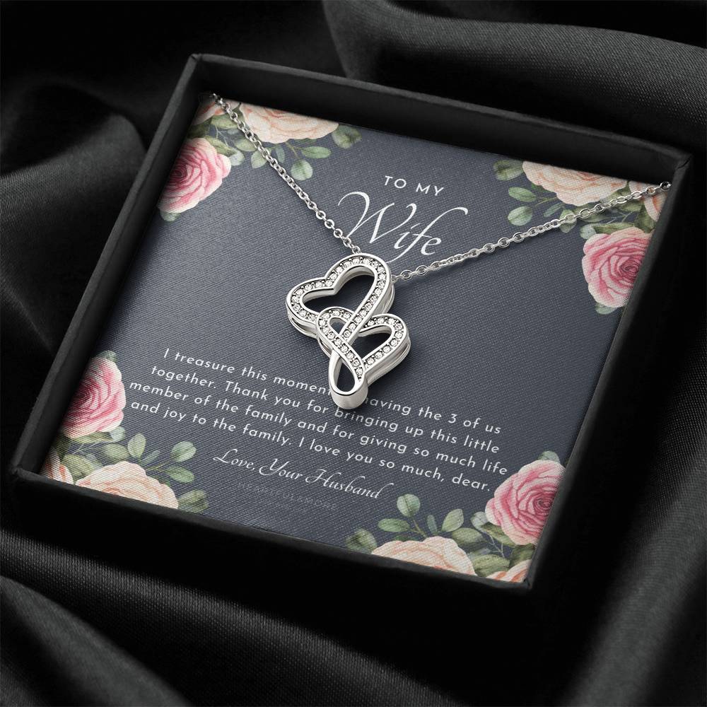 Postpartum Gift For Wife Gift For Wife Post Pregnancy Becoming A Mother Gift Gift For Wife Birth Wife After Pregnancy  4 Double Hearts Necklace