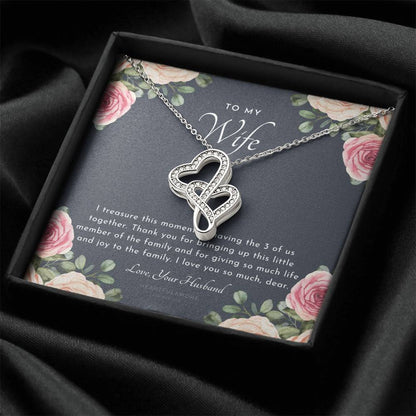 Postpartum Gift For Wife Gift For Wife Post Pregnancy Becoming A Mother Gift Gift For Wife Birth Wife After Pregnancy  4 Double Hearts Necklace