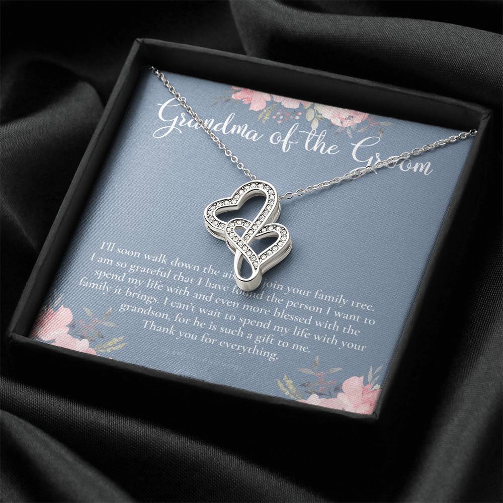 Grandmother Of The Groom Gift Necklace Grandma Wedding Gift Nana Bridal Shower Rehearsal Dinner Thank You Gift 4 Double Hearts Necklace