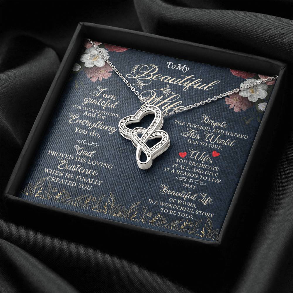 To My Beautiful Wife Necklace Double Hearts Necklace