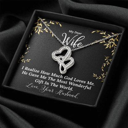 The Most Wonderful Gift Necklace Double Hearts Necklace