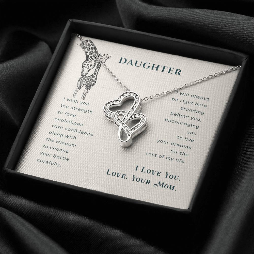Gift For Daughter From Mom - Daughter Mother Necklace - Giraffe Necklace - Mother And Daughter - Mom Gifts From Daught 1 Double Hearts Necklace