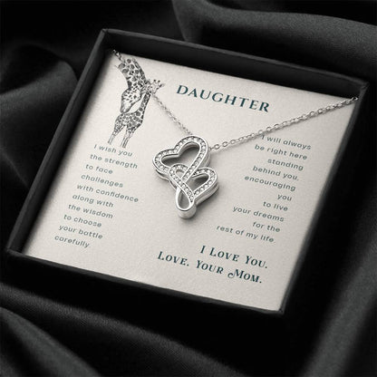 Gift For Daughter From Mom - Daughter Mother Necklace - Giraffe Necklace - Mother And Daughter - Mom Gifts From Daught 1 Double Hearts Necklace