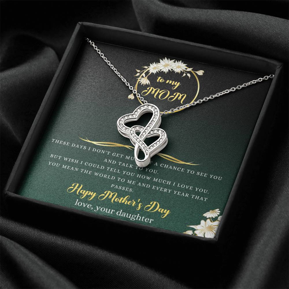 Mothers Day Gift For Mom Double Hearts Necklace