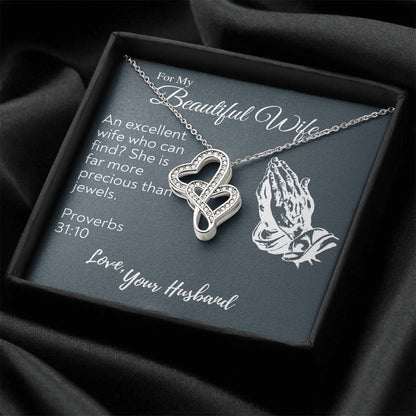 To My Beautiful Wife Necklace  Anniversary Gift For Wife Birthday Gift For Wife Gift For Wife Necklace For Wife Gift F Double Hearts Necklace