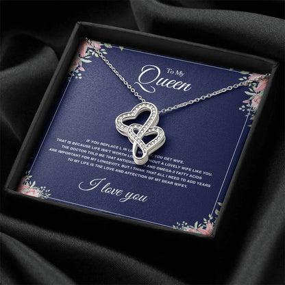 To My Queen Double Hearts Necklace