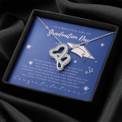 Happy Graduation Your Future Is Bright Daughter Necklace Class Of 2021 Graduation Necklace Card Gift Necklace For Daug Double Hearts Necklace